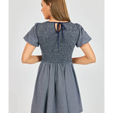 Frankie Smocked Mini Dress - Navy White