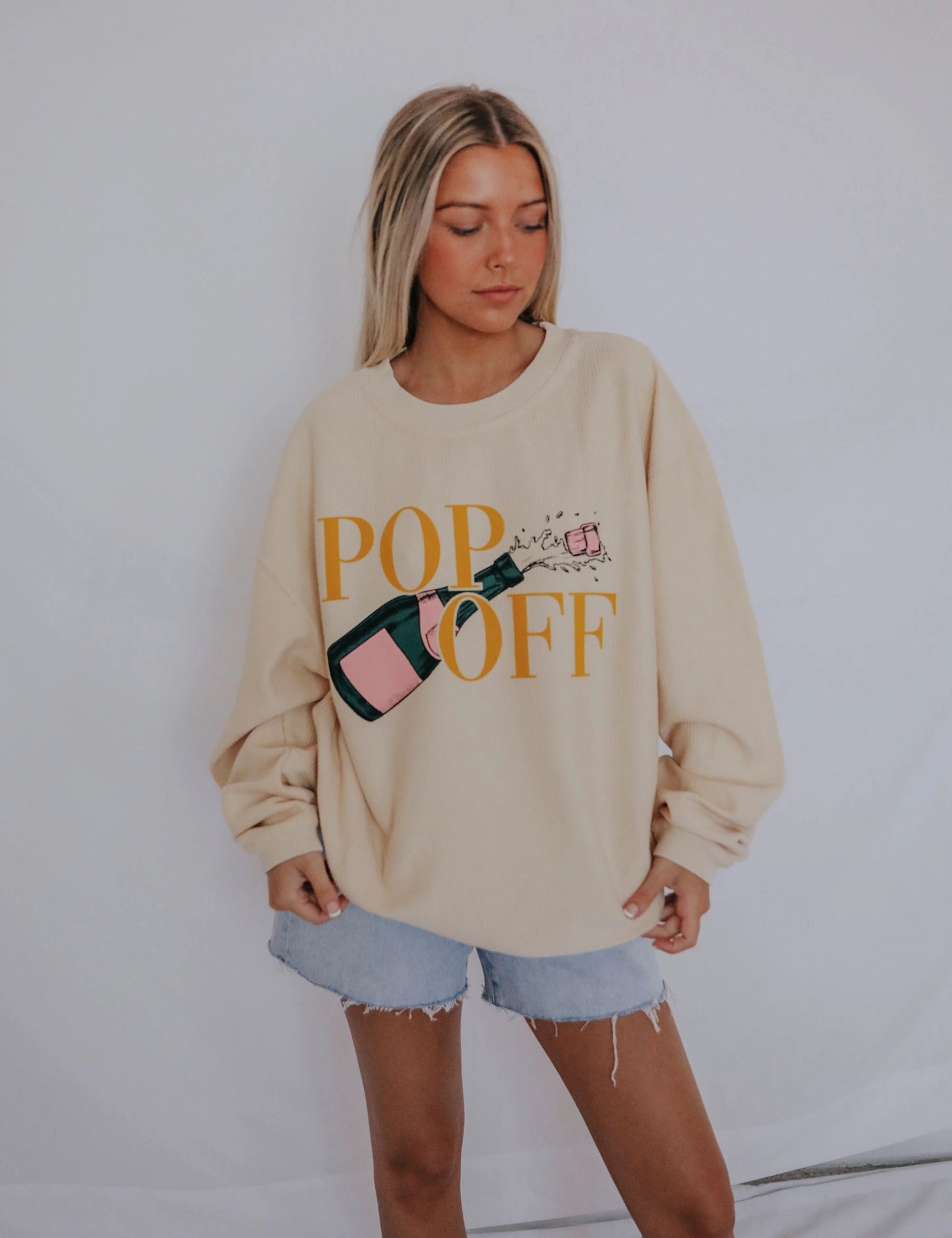 Pop Off Campus Crew Sweatshirt - Sand