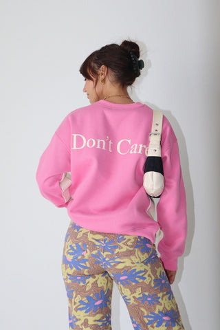 Don't Know, Don't Care Two Toned Crewneck Sweatshirt Cream/Pink