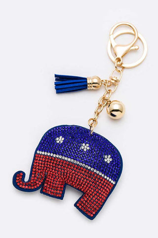 USA Color Elephant Rhinestone Key Chain
