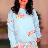 Patchwork Printed Valentine French Terry Sweatshirt