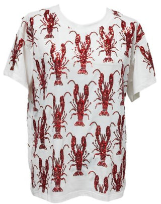 Scattered Crawfish Tee White and Red Queen of Sparkles