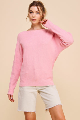 Cyan Chevron Dolman Sweater Pink