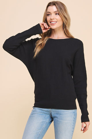 Cyan Chevron Dolman Sweater Black