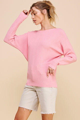 Cyan Chevron Dolman Sweater Pink