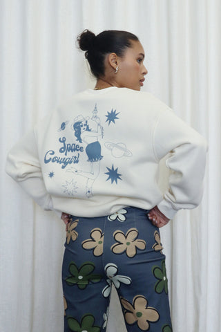 Space Cowgirl Crewneck Sweatshirt Cream