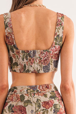 Lorelei Floral Print Jacquard Corset Top Multi