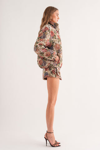 Briar Floral Print Jacquard Puffer Jacket Multi