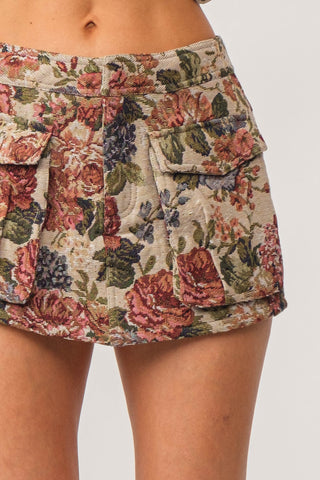 Sofia Floral Print Jacquard Skort Multi