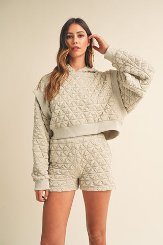 Aero Quilted Hoodie Lounge Set Stone