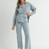 Astrid High Rise Rhinestone Straight Leg Cropped Denim Light Wash