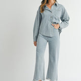 Astrid High Rise Rhinestone Straight Leg Cropped Denim Light Wash