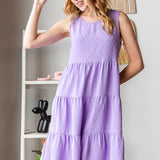 Lilac Swiss Dot Tiered Sleeveless Mini Dress
