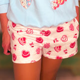 Valentine Cake Printed French Terry Sweat Shorts