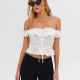 Marlowe Off-Shoulder Top - White [For Love and Lemons]