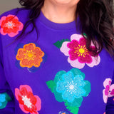 Bright Purple Multi Float Flower Sweatshirt – Queen of Sparkles