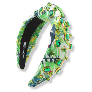 Birds of Paradise Headband with Green Crystals