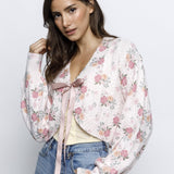 Harper Floral Bouquet Cropped Cardigan - Pink