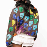 Preorder Rainbow Skulls Sweatshirt - Brown Rainbow [Queen of Sparkles]