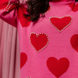 Pink Sweater Tunic - Red Hearts with Pearls [Brianna Cannon]