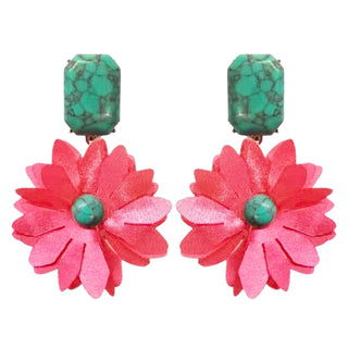Pink and Turquoise Flower Earrings [Brianna Cannon]