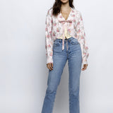 Harper Floral Bouquet Cropped Cardigan - Pink