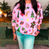 Light Pink Christmas Icons Sweatshirt - Light Pink [Queen of Sparkles]