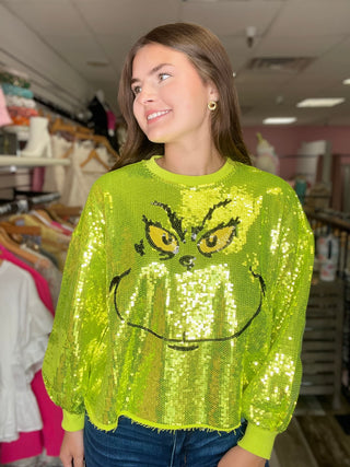 Green Full Sequin Sweater Green Queen of Sparkles