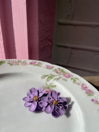 Poppy Flower Earrings Lilac