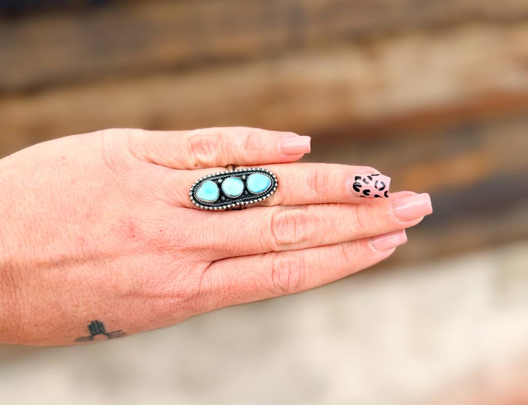 3 Stone Golden Hills Ring Adjustable