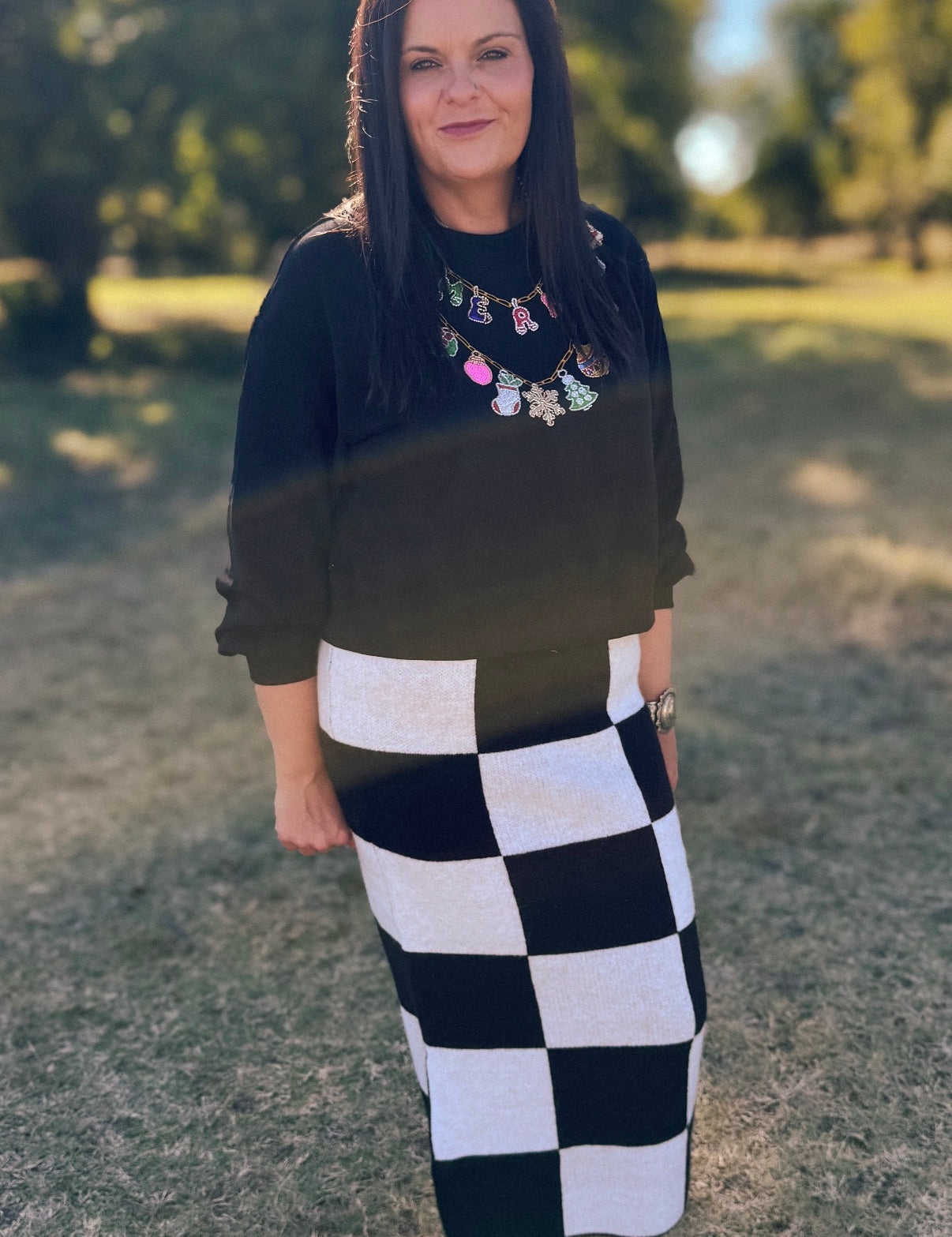 Black Christmas Icons Necklace Sweatshirt