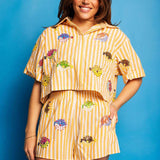 Stripe Multi Puffer Shorts - Yellow & White [Queen of Sparkles]