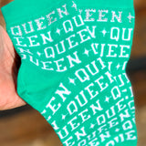 Sea Foam & White Rhinestone Queen Socks