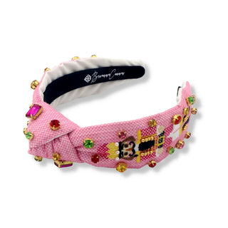 Pink Cross-Stitch Nutcracker Headband with Crystals - Child Size