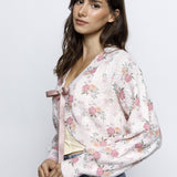 Harper Floral Bouquet Cropped Cardigan - Pink
