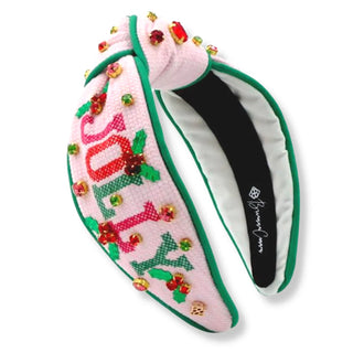 Cross Stitch Holly Jolly Headband with Crystals - Adult Size