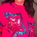 Cozy Soft Sequin Star Sweater with Shorts Set