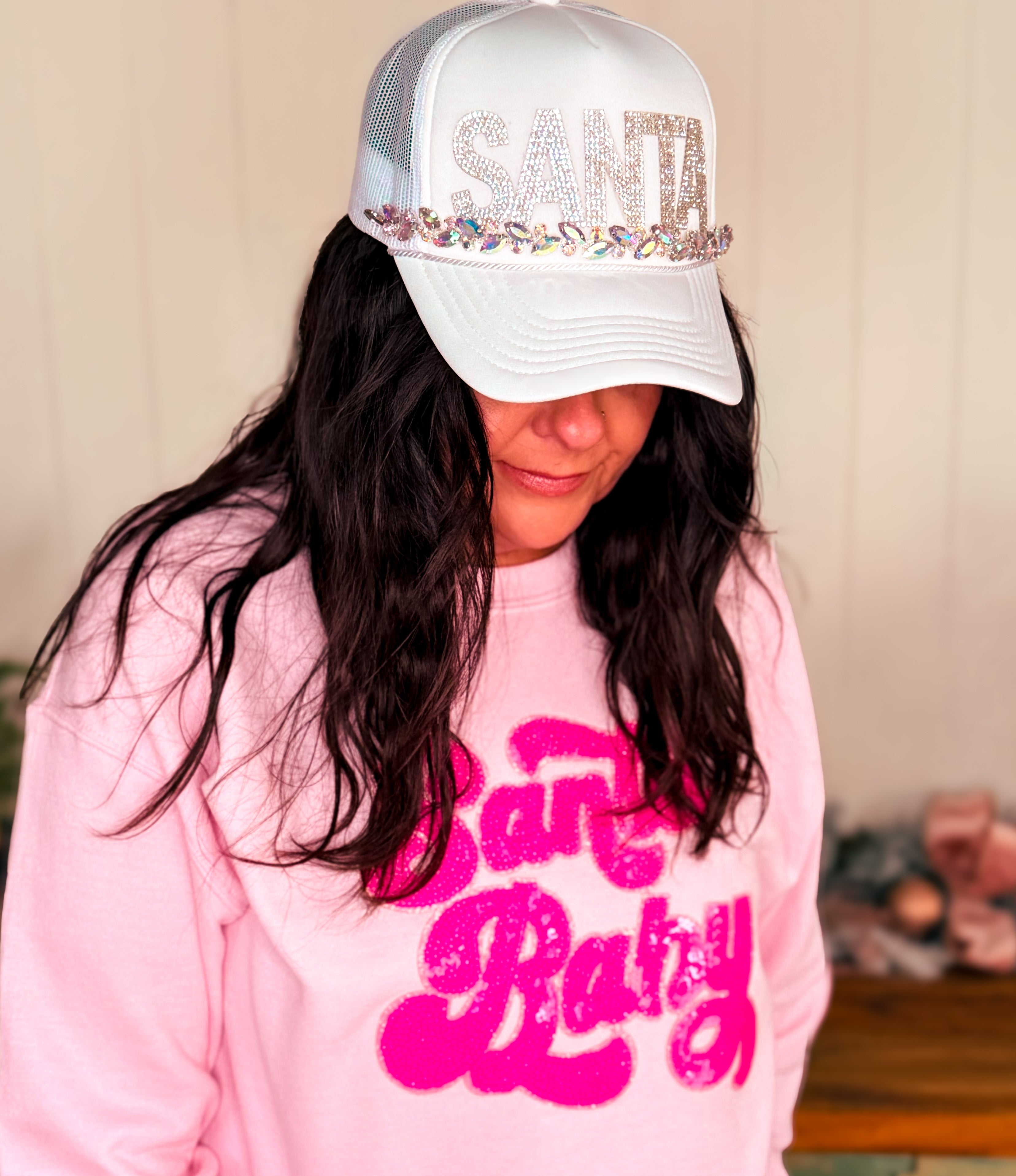 Pink Santa Bling Trucker Hat
