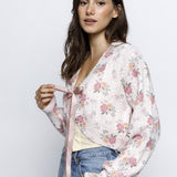Harper Floral Bouquet Cropped Cardigan - Pink