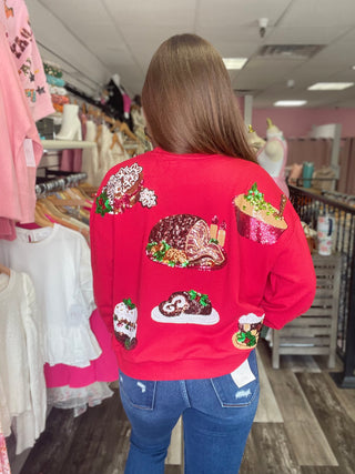 Christmas Food Icon Sweatshirt Red Queen of Sparkles
