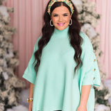 Luxe Knit Cape in Mint - Brianna Cannon