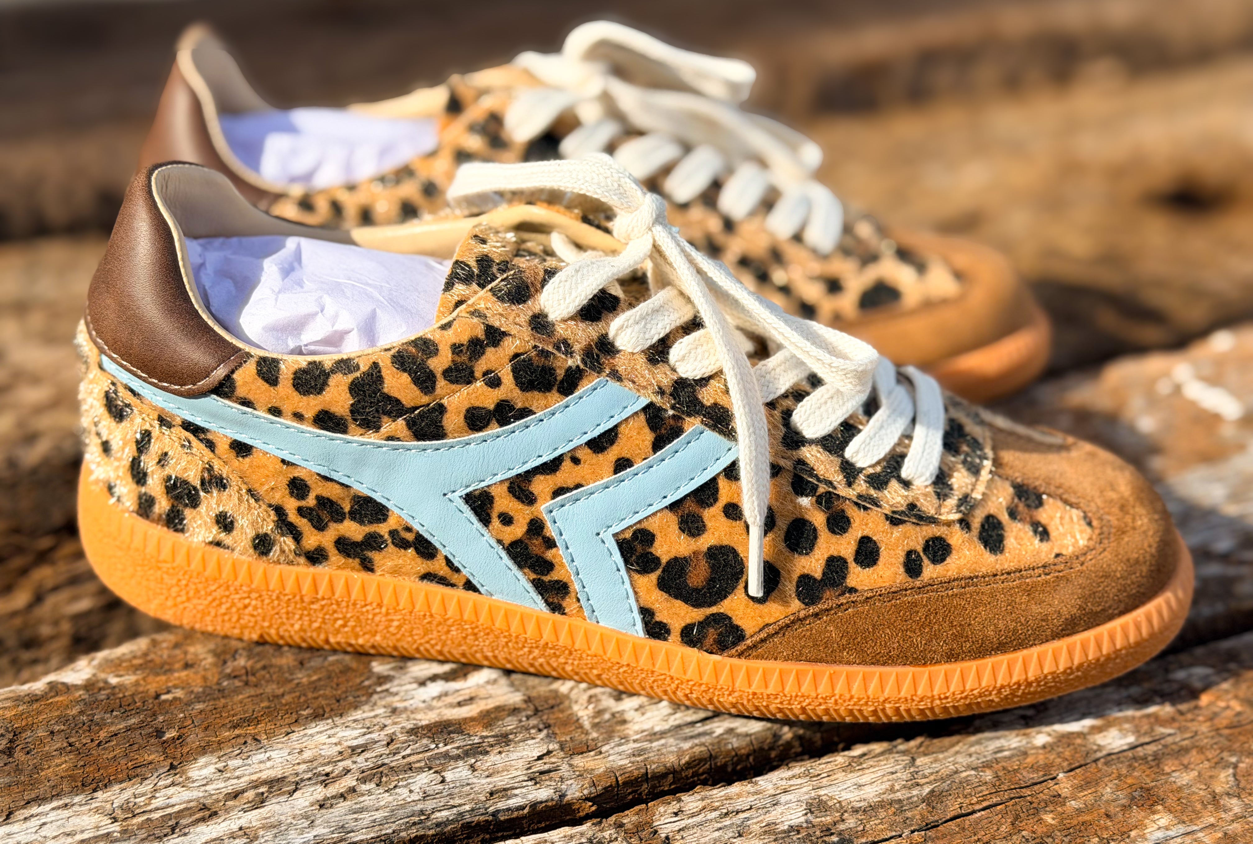 Leopard and Baby Blue Sneaker