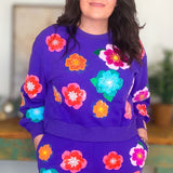 Bright Purple Multi Float Flower Sweatshirt – Queen of Sparkles