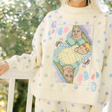 Beige & Lavender Polka Dot Sparkle Logo Sweatshirt - Queen of Sparkles