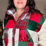 Tartan Plaid Patchwork Sherpa Jacket-(Brianna Cannon)