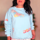 Patchwork Printed Valentine French Terry Sweatshirt
