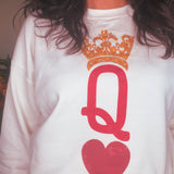 Queen of Hearts Sweatshirt – White