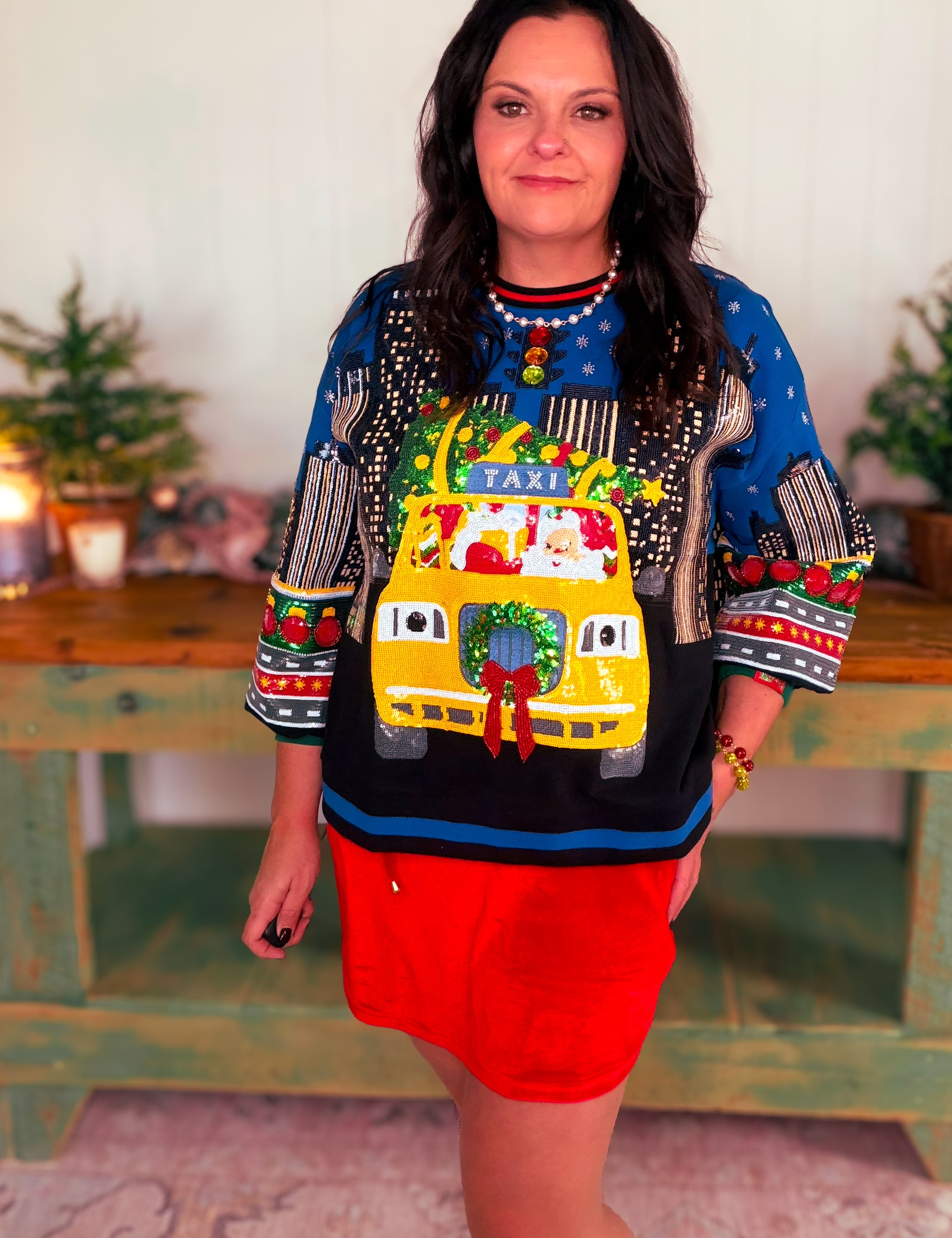 Queen of Sparkles Taxi NYC Sweatshirt – Sequin New York City Pullover