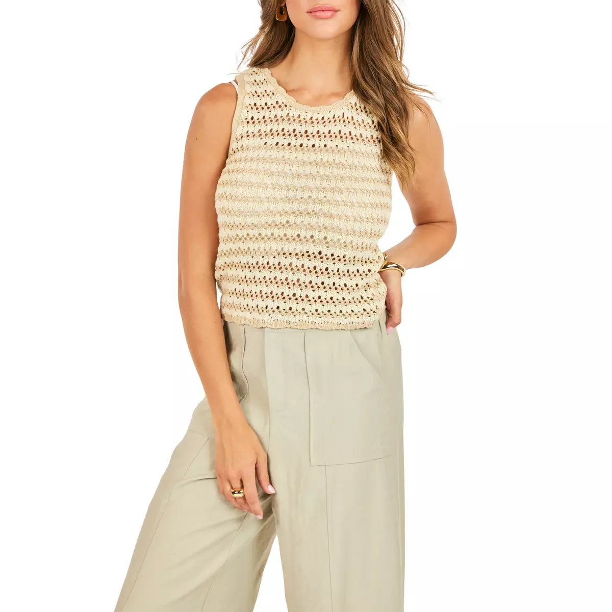 Isabella Sweater Tank – Taupe Ivory