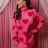 Pink Sweater Tunic - Red Hearts with Pearls [Brianna Cannon]